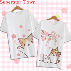 Japan Anime Neko Atsume Casual Cat T Shirt