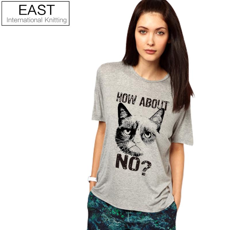 Grumpy Cat How About No? Printed Funny Sexy Gray T-shirt