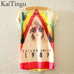 Harajuku Animal Cat Print Shirt O-Neck Short Sleeve T Shirt