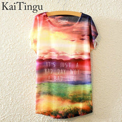 Harajuku Animal Cat Print Shirt O-Neck Short Sleeve T Shirt