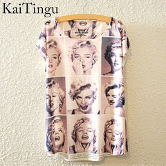 Harajuku Animal Cat Print Shirt O-Neck Short Sleeve T Shirt