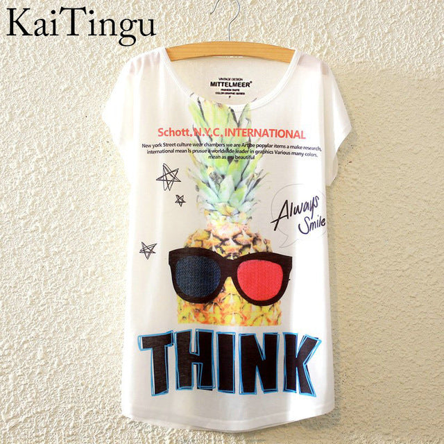Harajuku Animal Cat Print Shirt O-Neck Short Sleeve T Shirt