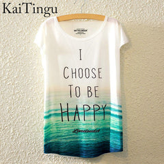 Harajuku Animal Cat Print Shirt O-Neck Short Sleeve T Shirt