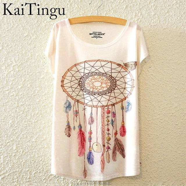 Harajuku Animal Cat Print Shirt O-Neck Short Sleeve T Shirt