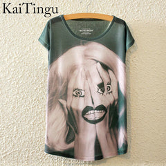 Harajuku Animal Cat Print Shirt O-Neck Short Sleeve T Shirt