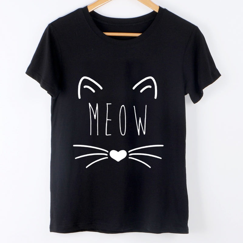 Cute Cat Print Tee Shirt