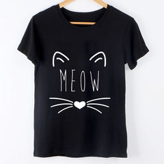 Cute Cat Print Tee Shirt