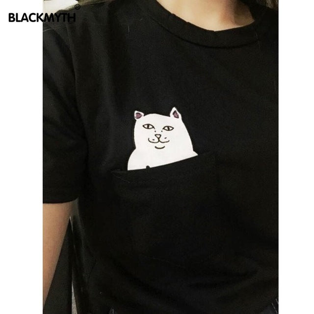 American Style Cat Printed Women T shirt
