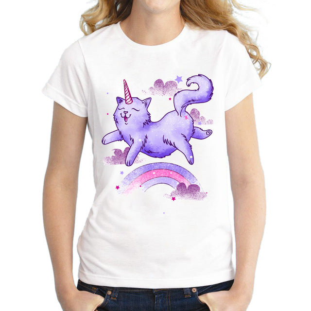 Short Sleeve Cat Unicorn Printed t-shirt