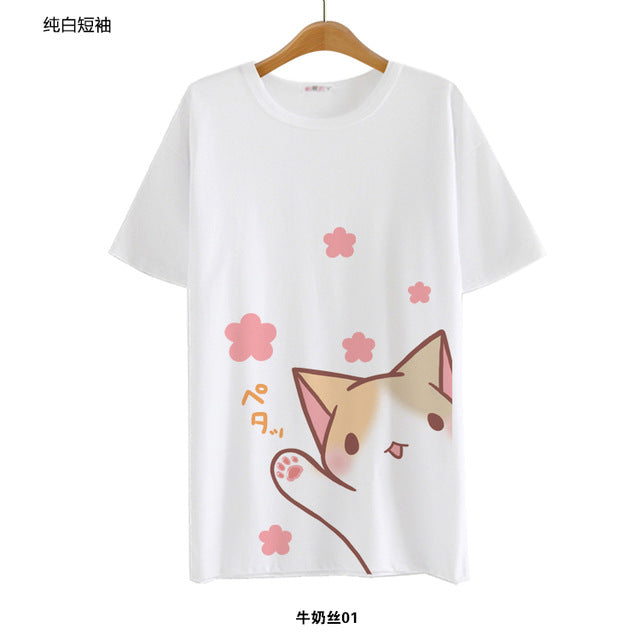 Japan Anime Neko Atsume Casual Cat T Shirt