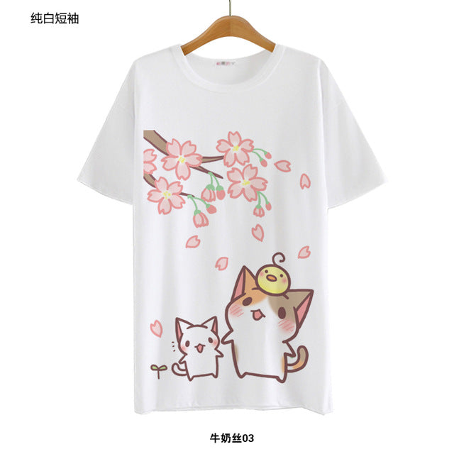 Japan Anime Neko Atsume Casual Cat T Shirt