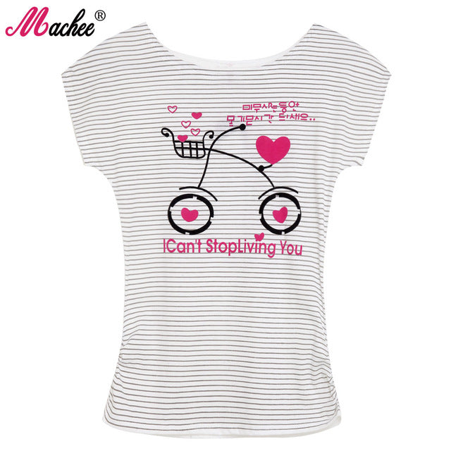 Cotton Short Sleeve Cat Printed Loose Women's Tshirts