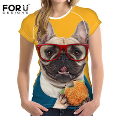 3D English Bulldog cat Prints Summer T-shirt
