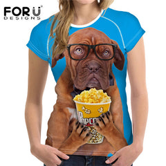 3D English Bulldog cat Prints Summer T-shirt