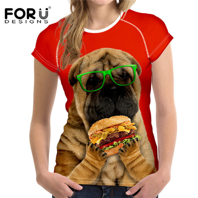 3D English Bulldog cat Prints Summer T-shirt