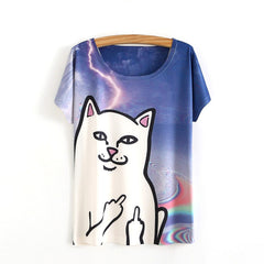 Women Cats Shirt Short Sleeve