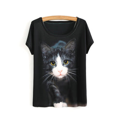Women Cats Shirt Short Sleeve