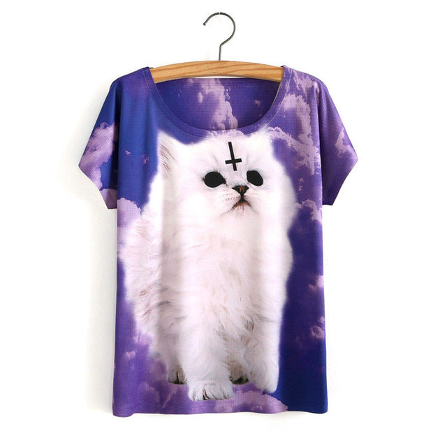 Women Cats Shirt Short Sleeve
