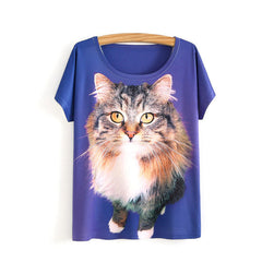 Women Cats Shirt Short Sleeve