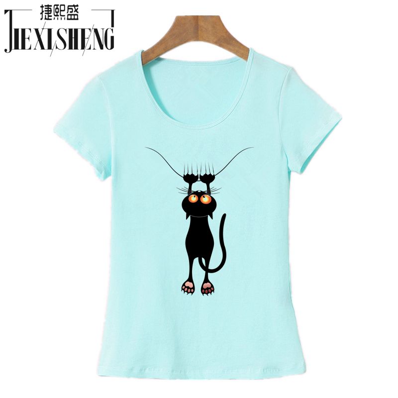 3D Cat Print and Short Sleeve O-neck Vogue tshirt