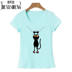 3D Cat Print and Short Sleeve O-neck Vogue tshirt