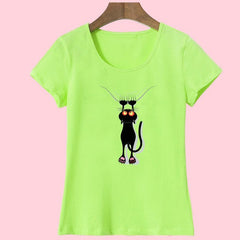 3D Cat Print and Short Sleeve O-neck Vogue tshirt