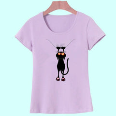 3D Cat Print and Short Sleeve O-neck Vogue tshirt