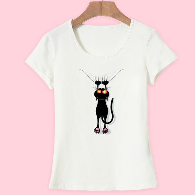 3D Cat Print and Short Sleeve O-neck Vogue tshirt
