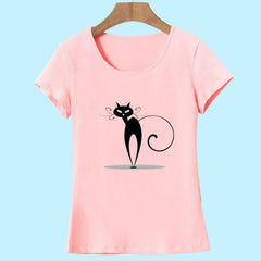 3D Cat Print and Short Sleeve O-neck Vogue tshirt