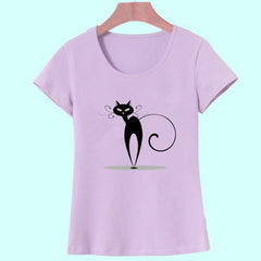 3D Cat Print and Short Sleeve O-neck Vogue tshirt