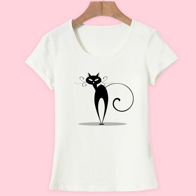3D Cat Print and Short Sleeve O-neck Vogue tshirt