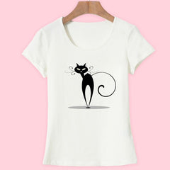 3D Cat Print and Short Sleeve O-neck Vogue tshirt