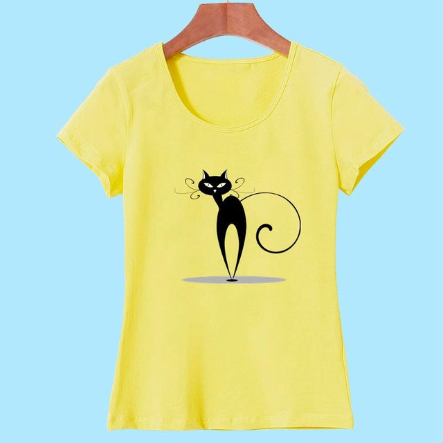 3D Cat Print and Short Sleeve O-neck Vogue tshirt