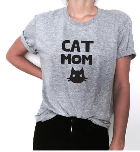 CAT MOM Letter T Shirt