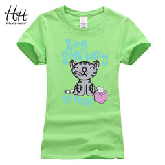 HanHent fashion cute cat soft kitty lover T-shirt