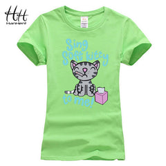 HanHent fashion cute cat soft kitty lover T-shirt