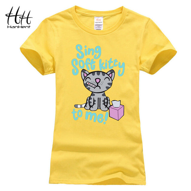 HanHent fashion cute cat soft kitty lover T-shirt
