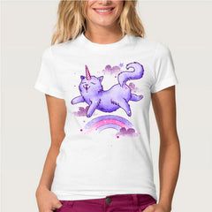 Hopuptee brand+I'm happy unicorn cat print T Shirt