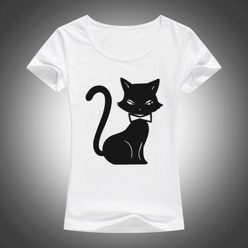 cartoon animals cat printed t shirt