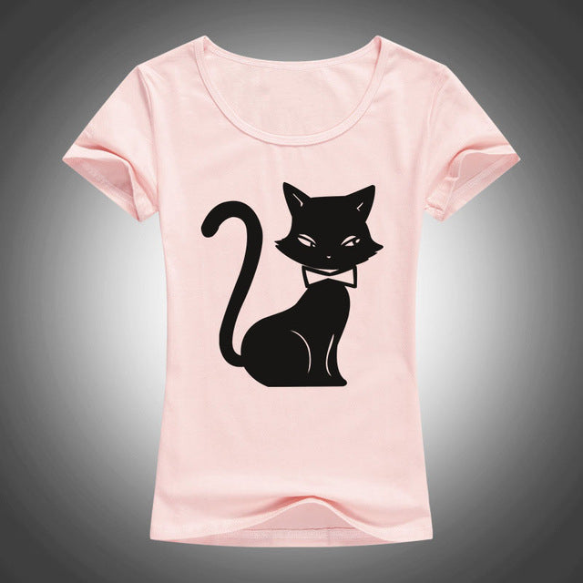 cartoon animals cat printed t shirt