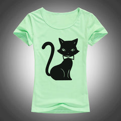 cartoon animals cat printed t shirt