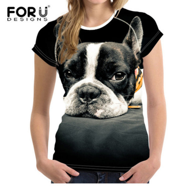 Cute 3D Animal Denim Cat T Shirt for Women