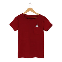 Funny Middle Finger White Cat in Pocket T-shirts