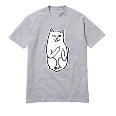 Funny Middle Finger White Cat in Pocket T-shirts