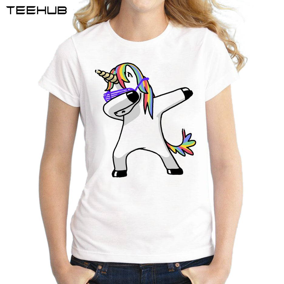 Dabbing Unicorn Cat Women T Shirt
