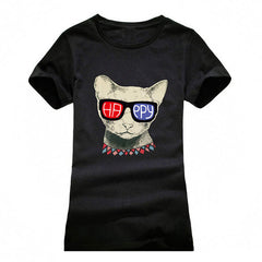 cartoon cat print short sleeve t-shirts