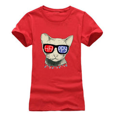 cartoon cat print short sleeve t-shirts