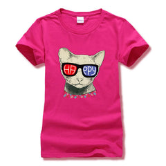 cartoon cat print short sleeve t-shirts