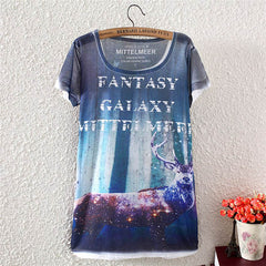 Summer Cotton Cat Print T-Shirt