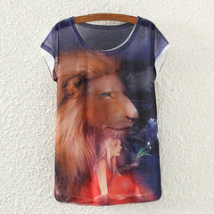 Summer Cotton Cat Print T-Shirt